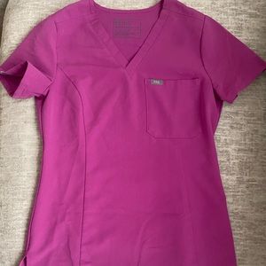 Figs Slim Catarina One Pocket Scrub Top XS - Bright Fuchsia